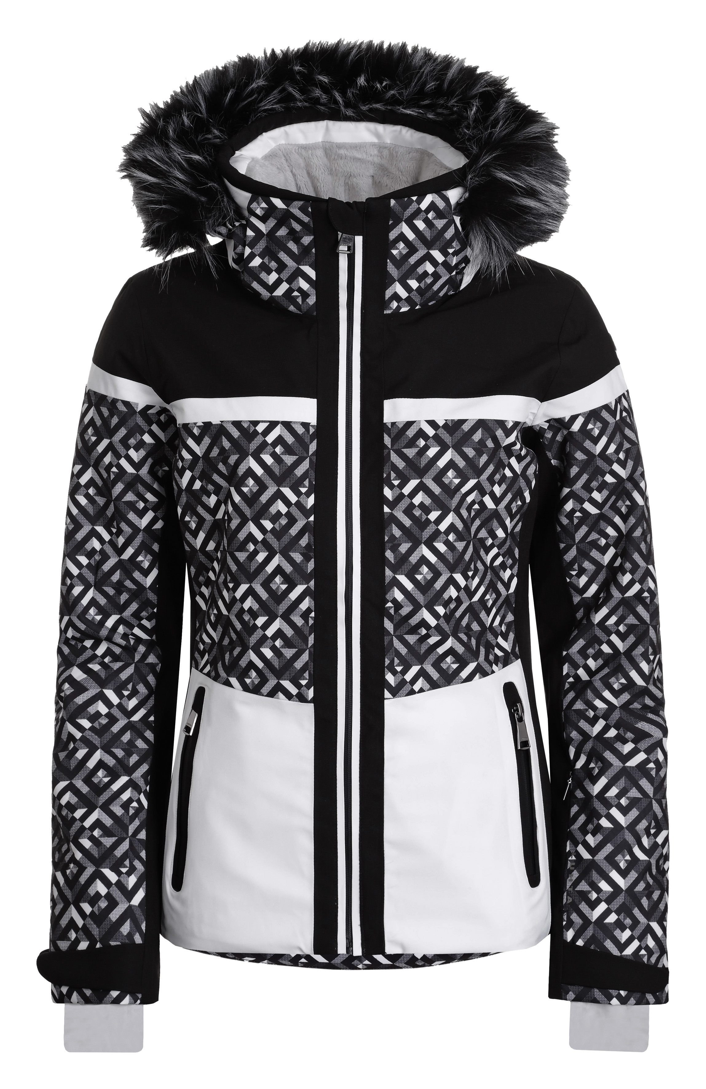 Dámská luxusní lyžařská bunda Luhta Enbolstad L7 s kožešinou černá/bílá