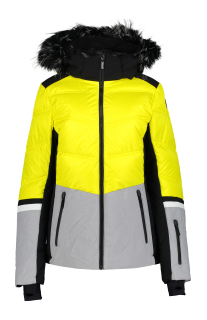 Dámská zimní bunda Icepeak Electra IA s pravou kožešinou žlutá model 2020/21